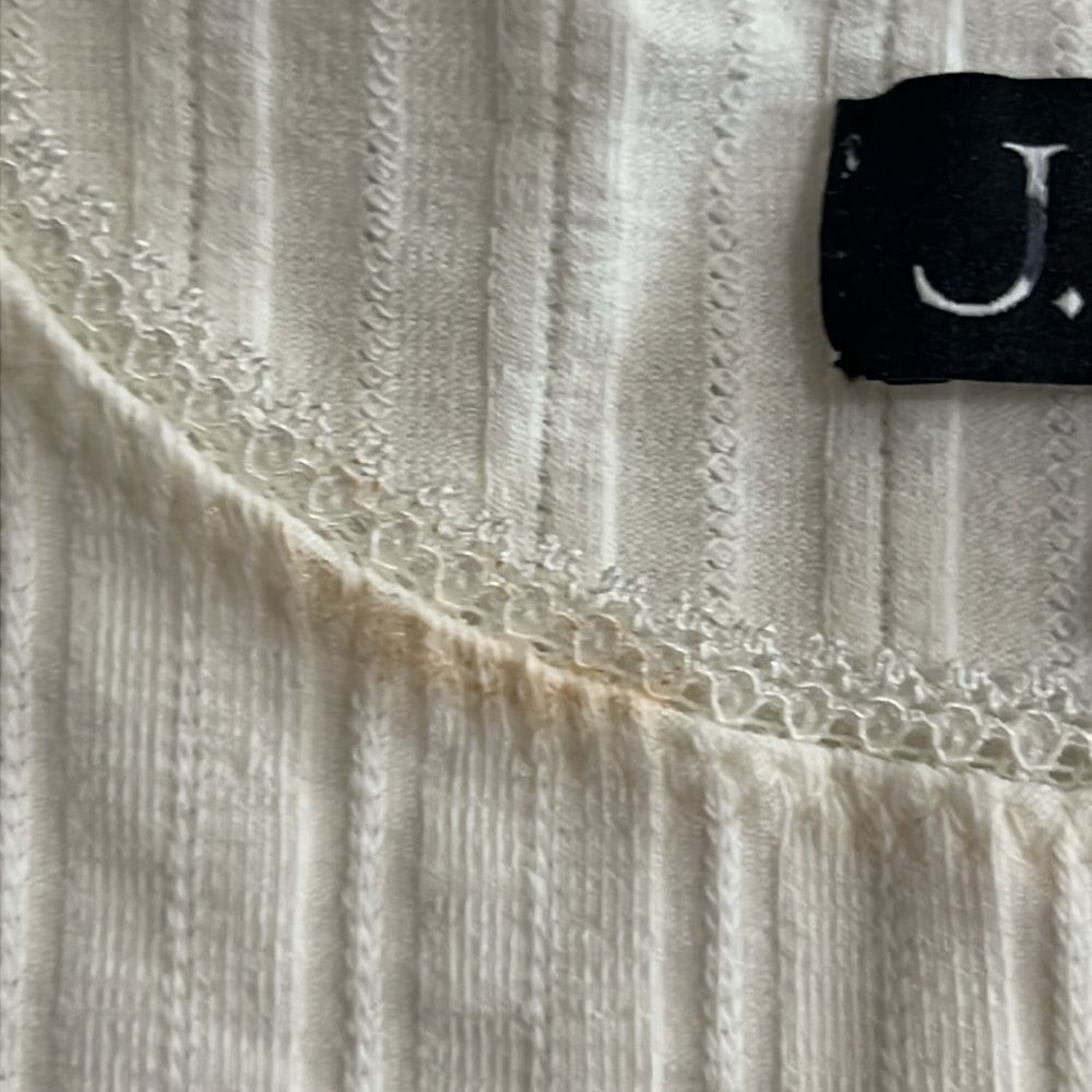 NWOT J. Crew Pointelle‎ long-sleeve ribbed shirt ivory size XXS - Picture 9 of 10
